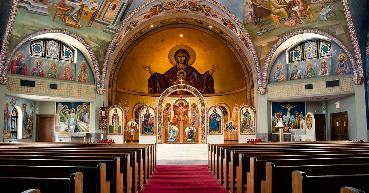 Orthodox church interior for daily devotional